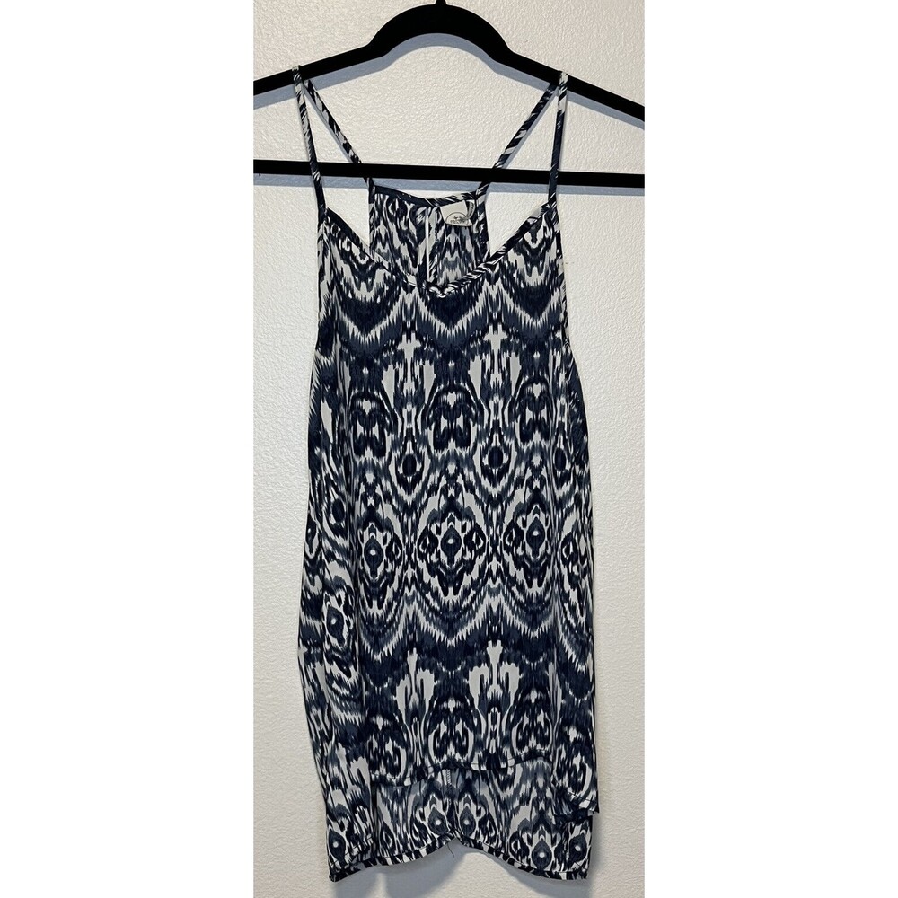 Paper Crane Ikat Print Tank Top Size Large Blue Ivory